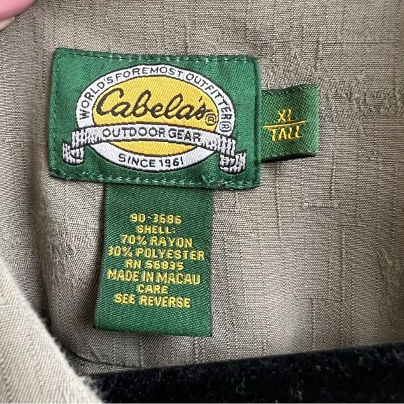 Cabelas Mens Olive Green textured Button Down short sleeve Shirt Size XL tall - Picture 4 of 5
